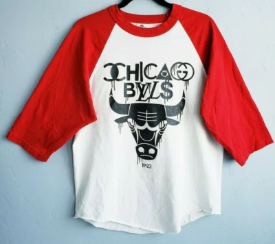 Chicago Bulls No. De Colección Camisa 23 Raglan 3/4 Slv Blanca Roja Grande Retro Y2K Jordan Foto 1 de 4