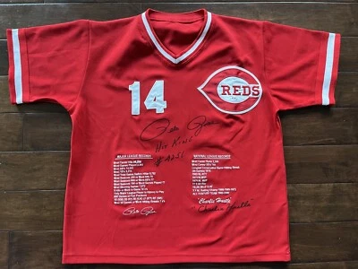 Pete Rose Charlie Hustle Hit King Signed Autograph Stat Jersey PSA DNA *22 - Image 1 of 4