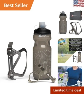 3-in-1 Adjustable Bike Water Bottle Holder with 20oz Squeeze Bottle - Durabil... - Image 1 of 4