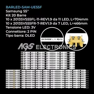 KIT 20 BARRE STRIP LED TV SAMSUNG 2013SVS55F BN96-25312A UE55F5000 - Zdjęcie 1 z 1