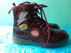Zara Kids Girls (EU SIZE 37) = US SIZE 5 Maroon Patchwork Boots - Picture 1 of 4