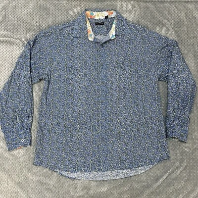 Structure Shirt Mens XL Button Up Dress Floral All Over Print Flip Cuff Easter - Image 1 of 4