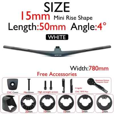 -25°/15° Full Carbon FRASER IC SL WC MTB 780mm Integrated Handlebar with Stem - Image 1 of 4