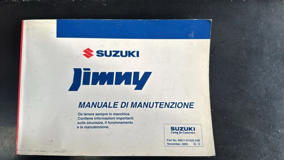 MANUALE USO E MANUTENZIONE SUZUKI JIMNY  ITALIANO ORIGINALE - Immagine 1 di 1