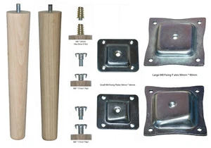 Pierna cónica de haya/roble moderna única de 250 mm - elige madera y tipo de fijación - Imagen 1 de 17