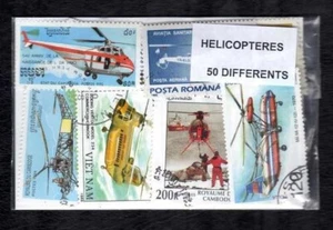 50 ALL DIFFERENT HELICOPTERS  ON STAMPS - Picture 1 of 1