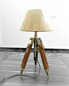 Decor Nautical Table Lamp Wooden Tripod Stand Shade Lamp Stand Desk Lamp - Picture 1 of 5