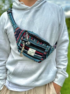 Bauchtasche| Bauchtasche aus Hanf und Ethno Baumwolle Print| Schultertasche| - Bild 1 von 16