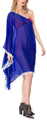 LA LEELA Women's Plus Size Swimsuit Cover up for Pool Swimwear US 8-18 Blue_B534 - Image 1 of 3