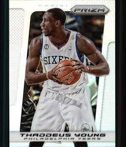 2013-14 Panini Prizm Prizms 76ers Basketball Card #187 Thaddeus Young
