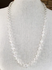 Art Deco Rock Crystal Quartz Bead Graduated Necklace 28.5" SterlingFiligreeClasp - Picture 1 of 9