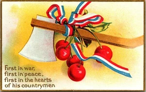 George Washington First in War First in Peace Cherries Embossed Postcard - Picture 1 of 2