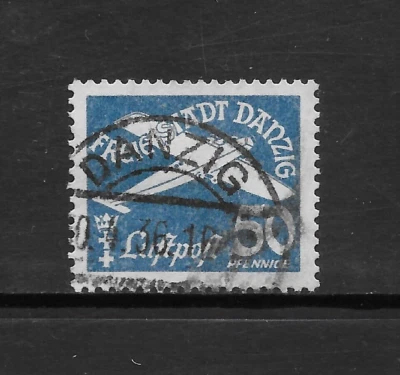 DANZIG SCOTT C39 USADO EN MUY BUEN ESTADO (B) - 1935 50pf EMISIÓN CORREO AÉREO GRIS AZUL Foto 1 de 2