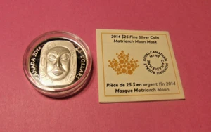 2014 Canada $25 Fine Silver Coin - MATRIARCH MOON MASK - Cameo, Proof, CoA - Picture 1 of 3