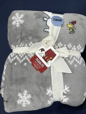 TWIN Snoopy PATINAJE SOBRE HIELO Manta de Cacahuetes Navidad 60x90" Muñeco de Nieve Isla Feria Foto 1 de 4