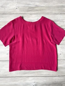 Oscar De La Renta Expressions size Large Top Hot Pink Silk Blouse Barbiecore - Picture 1 of 6