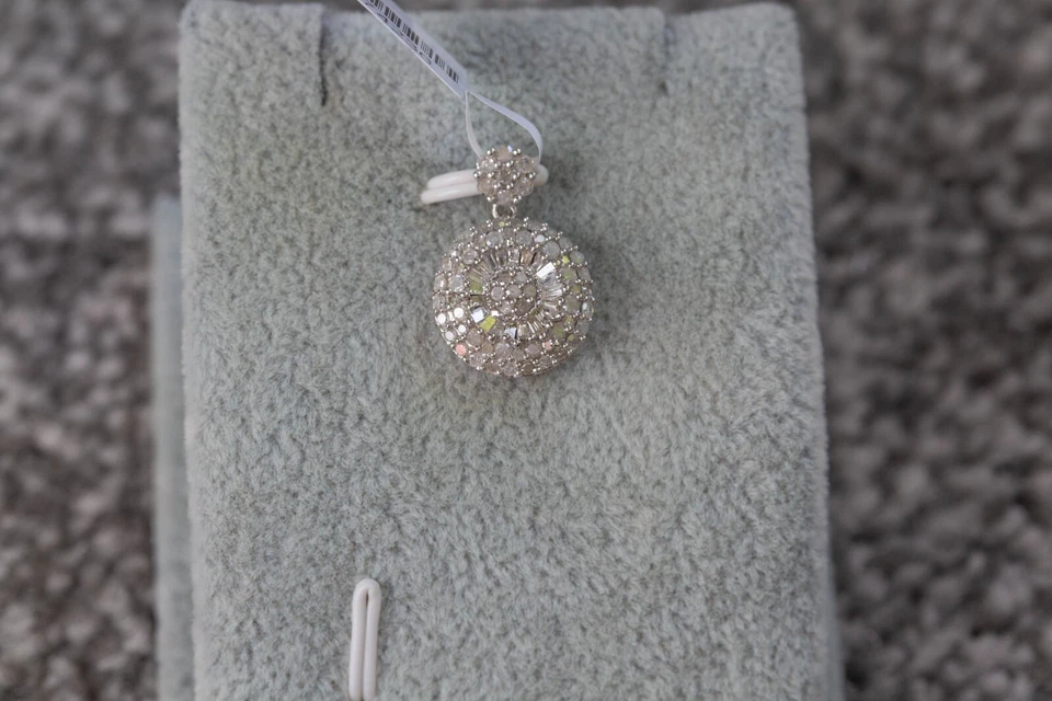 Diamond Platinum Plated Sterling Silver Pendant Only - Image 1 of 1