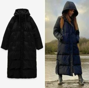 ABRIGO EXTRA LARGO MUJER ZARA CAPUCHA PLUMA Y PLUMÓN EXTRA LARGO NEGRO 3046/241 XS - Imagen 1 de 4
