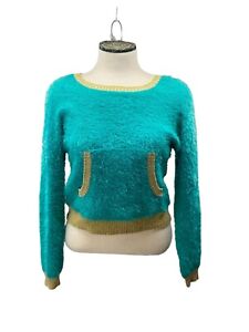 Juicy Couture Women’s Turquoise Fuzzy Sweater Size XS