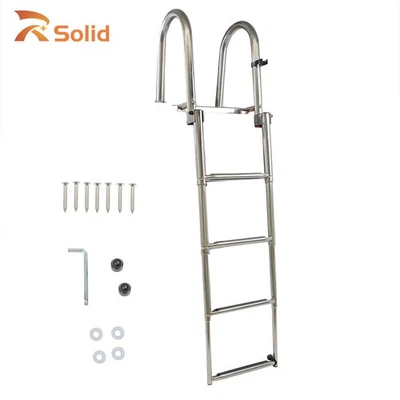4 Steps Pontoon Stainless Steel Folding Boat Ladder Rear Entry Heavy Duty AU - image 1 of 4