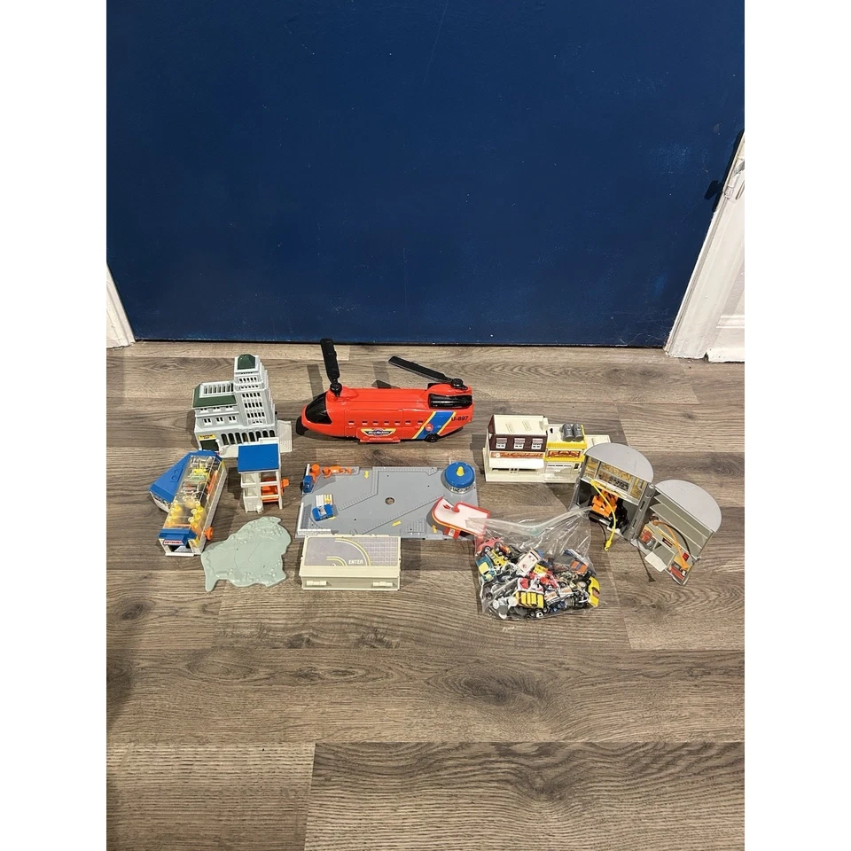 Vintage 1990s Micro Machines City Playset Lot w/ Chopper & 40+ Vehicles Galoob - Image 1 of 4