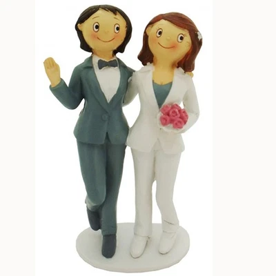 Tortenfigur Hochzeitstorte Tortenaufsatz Frauen lesbisch Brautpaar 18cm - Bild 1 von 4