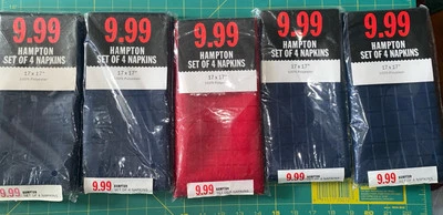 5 Sets of Hampton 17x17  4 Pack Of Napkins ( 1 Red, 4 Blue) - Image 1 of 4