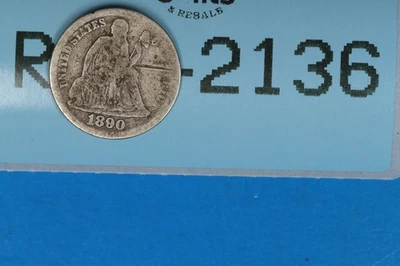 1890 10C SEATED LIBERTY SILVER DIME EARLY US TYPE RAW-2136 - Image 1 of 2