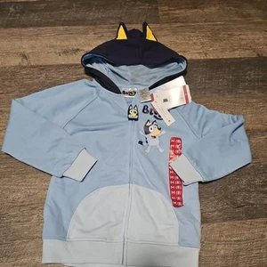 Disney Bluey & Friends Blue Zip Up Sweatshirt Hoodie 7-8 NWT character costume - Picture 1 of 3