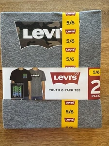 Levi’s Boys Short Sleeve Graphic Tee Size S 5/6 Pack Of Two NWT Gray Black - Picture 1 of 3