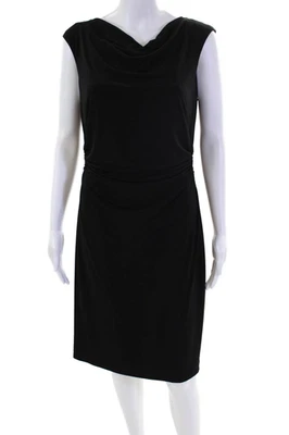 Vestido ceñido al cuerpo sin mangas acanalado cuello redondo negro talla 8 David Meister para mujer Foto 1 de 4