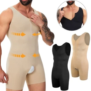 Men Full Body Shaper Tummy Control Shapewear Compression Underwear With Zipper - Picture 1 of 25