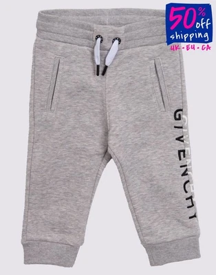 RRP €330 GIVENCHY Baby Sweat Trousers Size 12M Melange Logo Drawstring Waist - Image 1 of 4