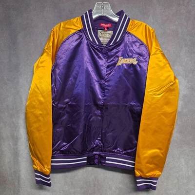 NWT Mitchell & Ness Los Angeles Lakers Gold Purple Satin Jacket Womens M $110 - Image 1 of 4