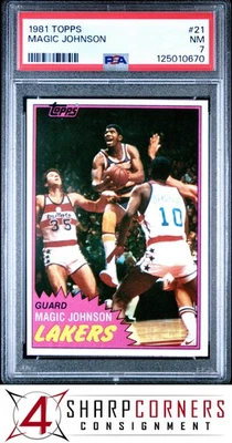 1981 TOPPS #21 MAGIC JOHNSON LAKERS HOF PSA 7 - Image 1 of 4