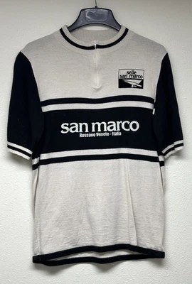 Camiseta deportiva de ciclismo San Marco retro de 3 bolsillos - mezcla de lana - talla L - ¡Envío gratuito! Foto 1 de 4