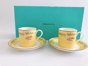 Tiffany & Co. sin usar Juego de 2 tazas y platillos Pink Tulip Demitasse caja auténtica - Imagen 1 de 17