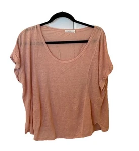 RAG & BONE Lottie Tee Pink Rose Oversized Shirt Top 100% Linen Sz Med - Picture 1 of 2