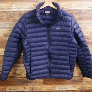 Patagonia 84675  Mens Goose Down Sweater Jacket Size Large Navy Full Zip - Picture 1 of 16