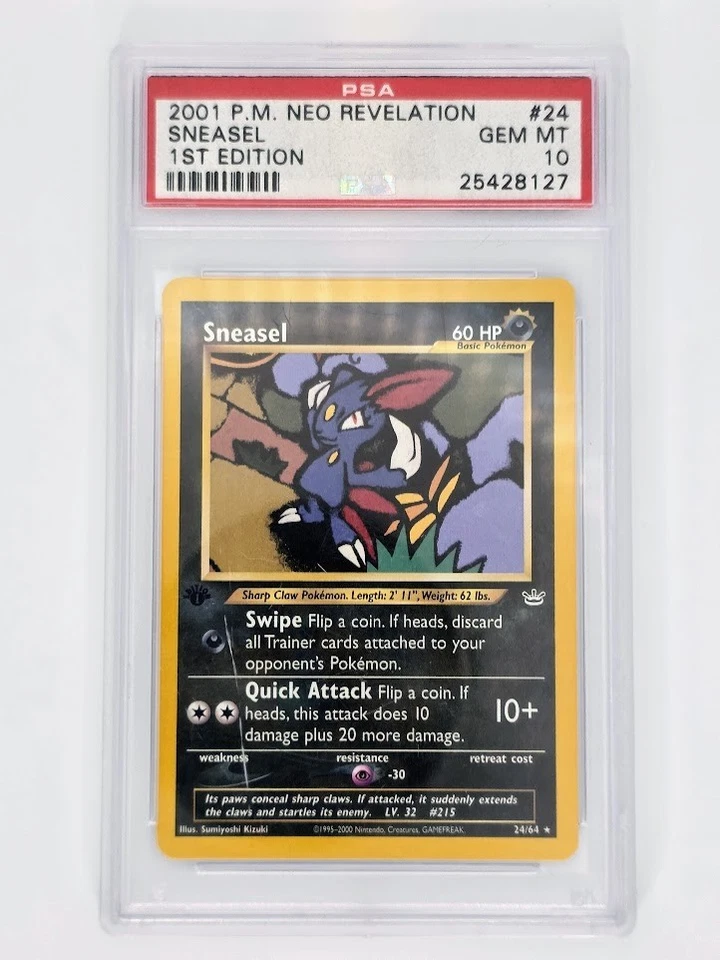 PSA 10 Sneasel 24/64 1st Edition Neo Revelation Regular WOTC - Image 1 of 2