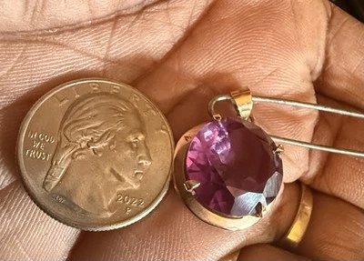 Round Cut Amethyst 14k Rose  Gold  Solitaire Pendant - Image 1 of 4