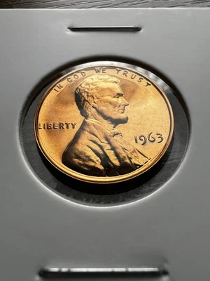 1963 Flawless Lincoln Cent MS67RD Gem PCGS Grade Potential Stunning Red Luster - Image 1 of 3