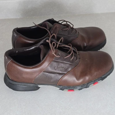Callaway Mens Brown Leather Xtra Traction Golf Shoes Size 10 Spiked - Image 1 of 4