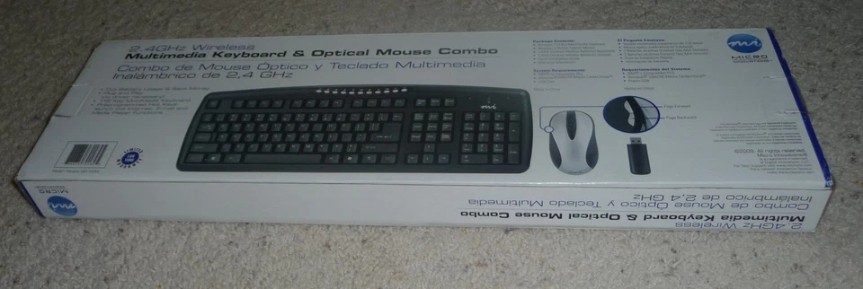 Rare Micro Innovations KB1100W Black Wireless Keyboard and Black/Silver Mouse - Image 1 of 3