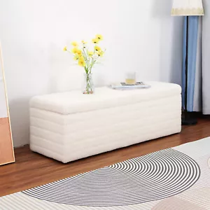 45.5"Ottoman Modern Storage Bench Footrest Living Room Bedroom Upholstered Bench - Picture 1 of 9