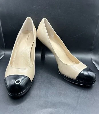 Tahari Tacones Laura Mujer 10 M Cuero Tostado Dos Tonos Negro Charol Tostado Zapatos Foto 1 de 4
