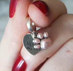 925 SILBER CHARM Murano Sicherheitskette Anhänger Pandora Armband ZIRKONIA Herz - Bild 1 von 3