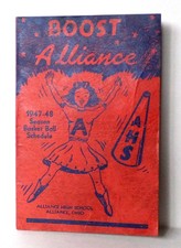 Vintage Boost Alliance 1947-48 Season Basket Ball Schedule Alliance High School