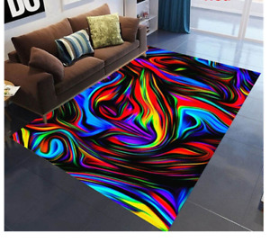 psychedelic neon Rug Carpet 120 x 160CM art mat 