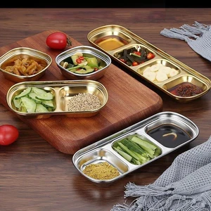 Serving Dishes Flavour Plate 3 Compartment Platter Stainless Steel - Picture 1 of 10
